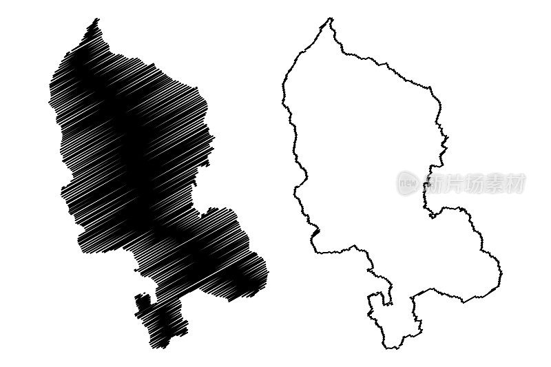 领土贝尔福部(法国，法兰西共和国，bourgone - franche - comte地区，BFC)地图矢量插图，涂鸦草图领土贝尔福地图